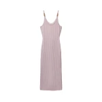 Versace Viscose Mesh Ribbed Knit Midi Dress in Pink | Midi Dresses | Coveti