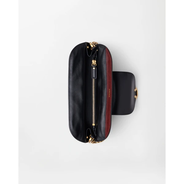 Versace Vivian Embroidered Suede Clutch in Black, view 5 | Clutch Bags