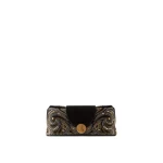 Versace Vivian Embroidered Suede Clutch in Black | Clutch Bags | Coveti