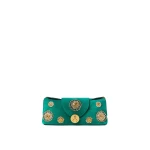 Versace Vivian Embroidered Suede Clutch in Green | Clutch Bags | Coveti
