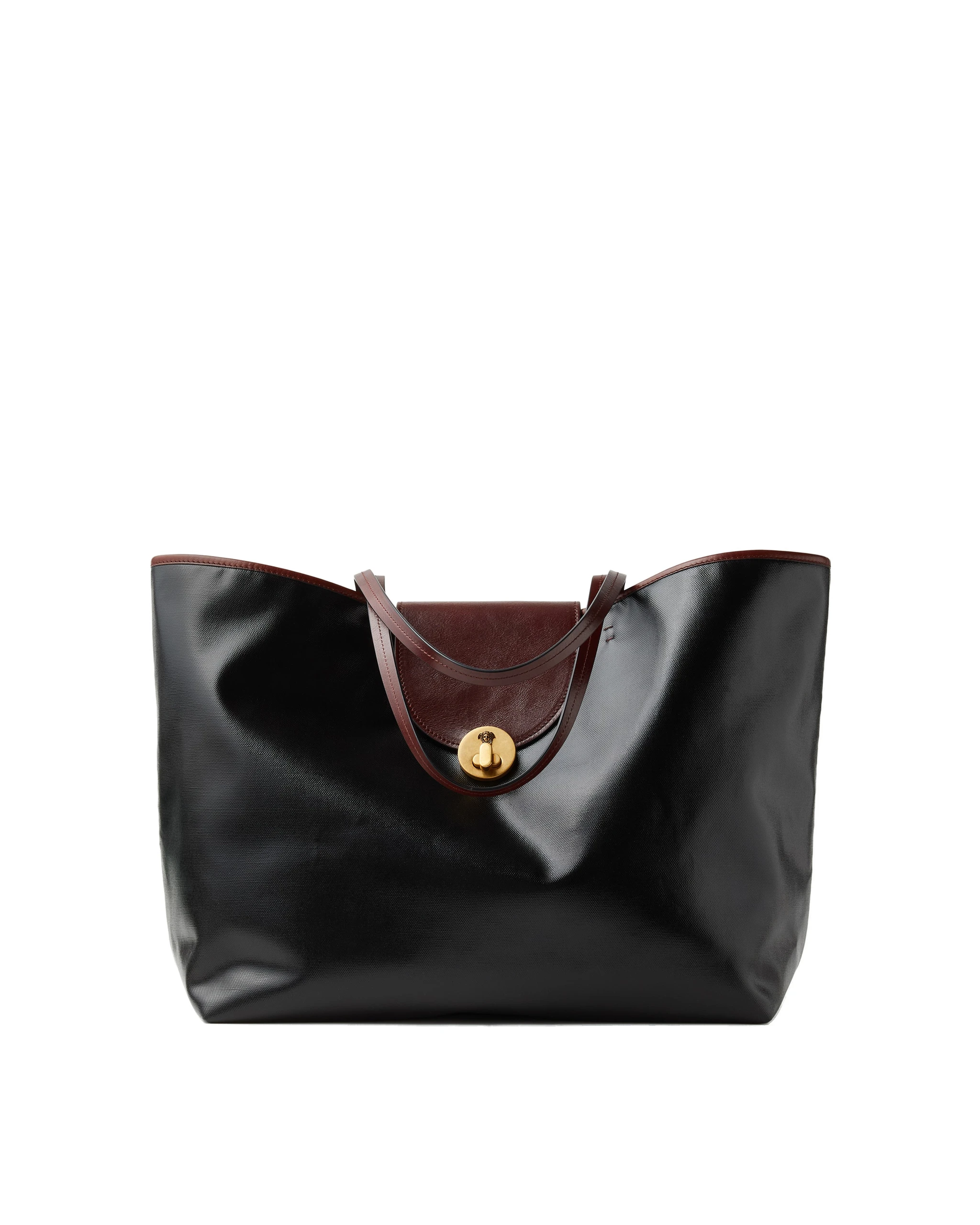 Versace Vivian Large Coated Canvas Tote in Black and Brown Versace Vivian Large Coated Canvas Tote in Black and Brown | Totes & Top-Handle Bags | Coveti