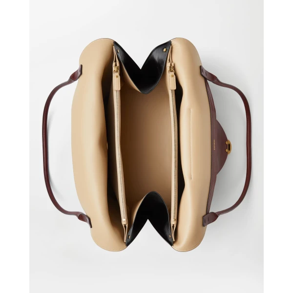 Versace Vivian Large Leather Shoulder Bag in Black and Brown, view 5 | Shoulder & Crossbody Bags