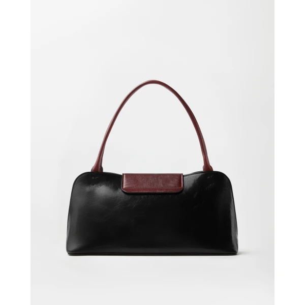 Versace Vivian Leather East/West Shoulder Bag in Black and Brown, view 4 | Shoulder & Crossbody Bags