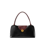 Versace Vivian Leather East/West Shoulder Bag in Black and Brown | Shoulder & Crossbody Bags | Coveti