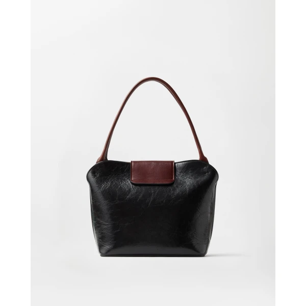 Versace Vivian Leather Shoulder Bag in Black and Brown, view 5 | Shoulder & Crossbody Bags
