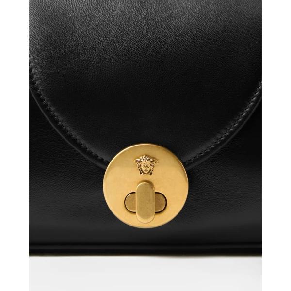 Versace Vivian Nappa Clutch in Black, view 3 | Clutch Bags