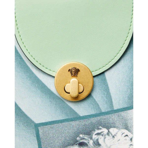 Versace Vivian Printed Large Canvas Tote in Light Blue, view 4 | Totes & Top-Handle Bags