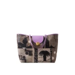 Versace Vivian Printed Large Canvas Tote in Lilac | Totes & Top-Handle Bags | Coveti