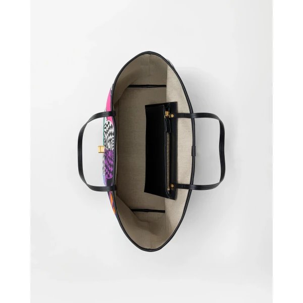 Versace Vivian Printed Large Canvas Tote in Multicolour, view 5 | Totes & Top-Handle Bags