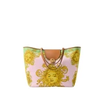 Versace Vivian Printed Large Canvas Tote in Pink and Yellow | Totes & Top-Handle Bags | Coveti