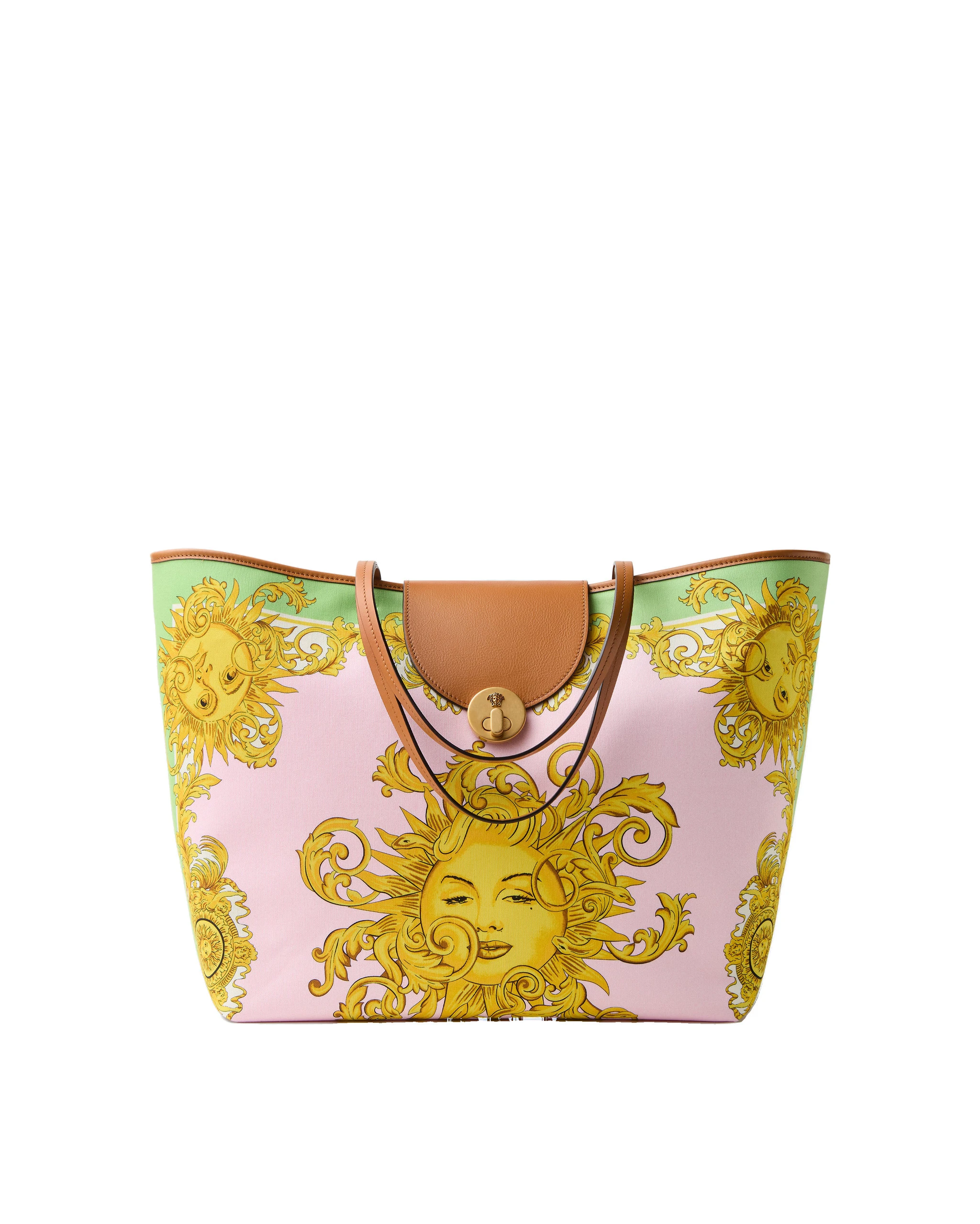 Versace Vivian Printed Large Canvas Tote in Pink and Yellow Versace Vivian Printed Large Canvas Tote in Pink and Yellow | Totes & Top-Handle Bags | Coveti