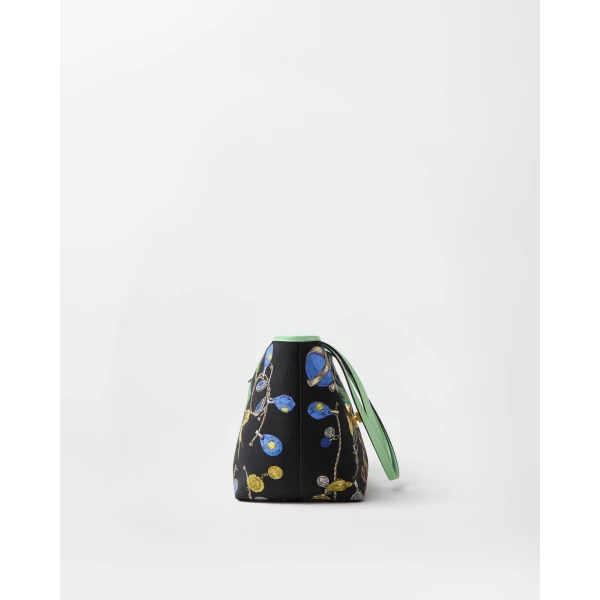 Versace Vivian Printed Small Canvas Tote in Black and Green, view 2 | Totes & Top-Handle Bags