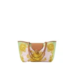 Versace Vivian Printed Small Canvas Tote in Pink and Yellow | Totes & Top-Handle Bags | Coveti