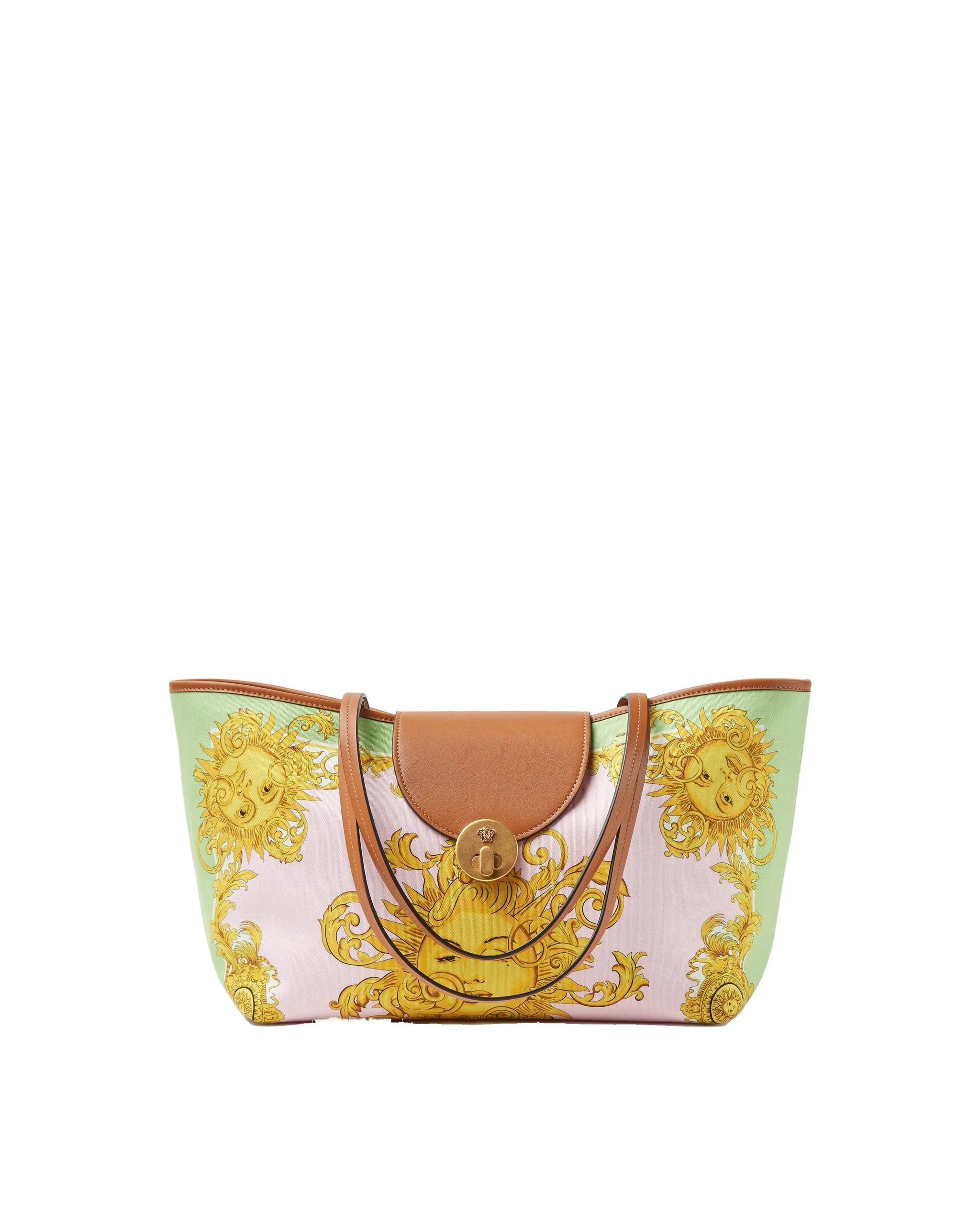 Versace Vivian Printed Small Canvas Tote in Pink and Yellow Versace Vivian Printed Small Canvas Tote in Pink and Yellow | Totes & Top-Handle Bags | Coveti