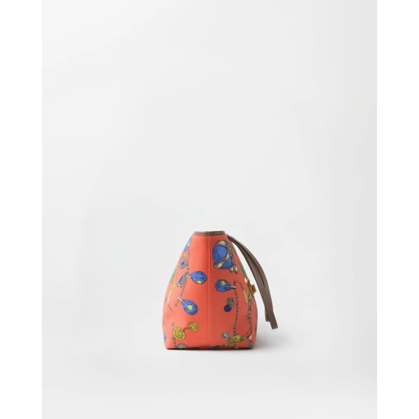 Versace Vivian Printed Small Canvas Tote in Red, view 2 | Totes & Top-Handle Bags