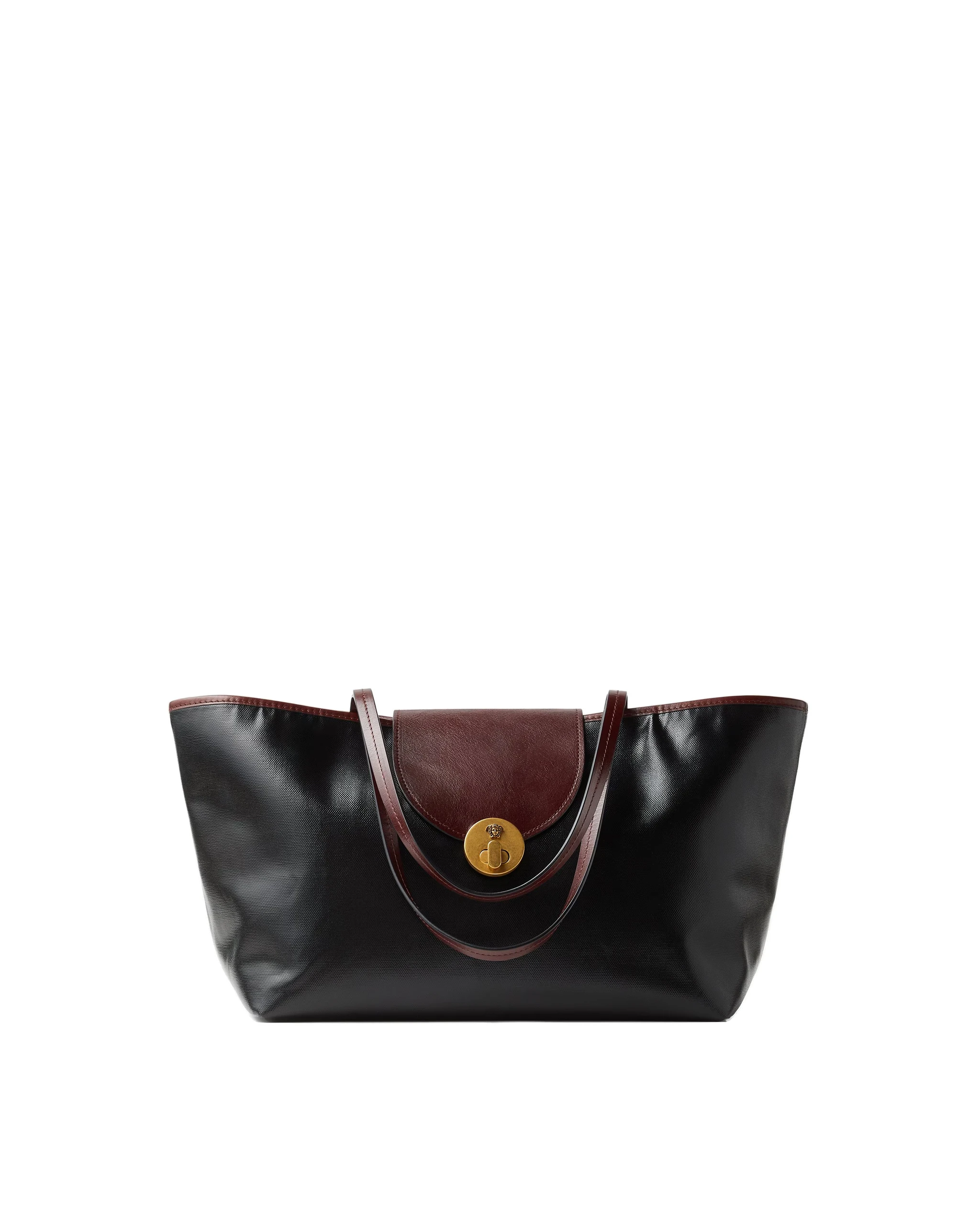 Versace Vivian Small Coated Canvas Tote in Black and Brown Versace Vivian Small Coated Canvas Tote in Black and Brown | Totes & Top-Handle Bags | Coveti