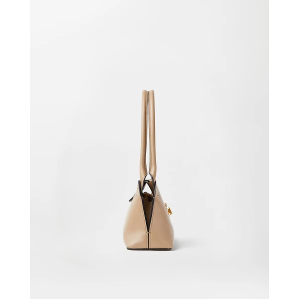 Versace Vivian Small Leather East/West Shoulder Bag in Beige, view 3 | Shoulder & Crossbody Bags