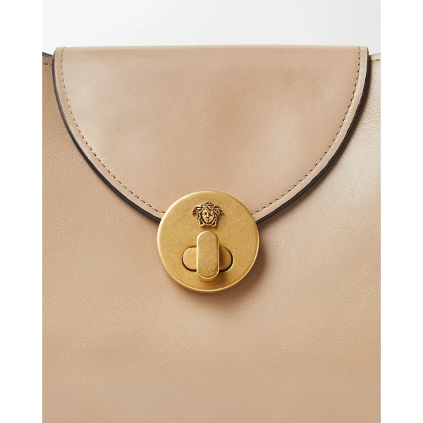 Versace Vivian Small Leather East/West Shoulder Bag in Beige, view 4 | Shoulder & Crossbody Bags