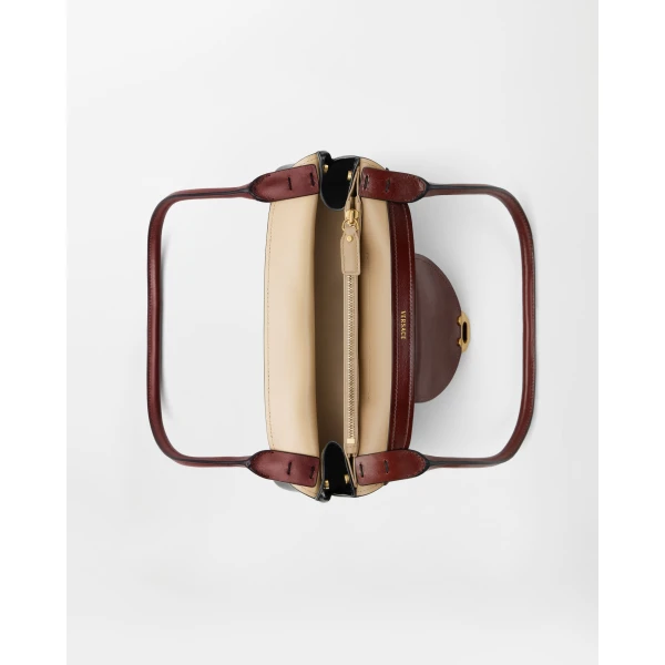 Versace Vivian Small Leather East/West Shoulder Bag in Black and Brown, view 4 | Shoulder & Crossbody Bags