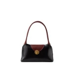 Versace Vivian Small Leather East/West Shoulder Bag in Black and Brown | Shoulder & Crossbody Bags | Coveti