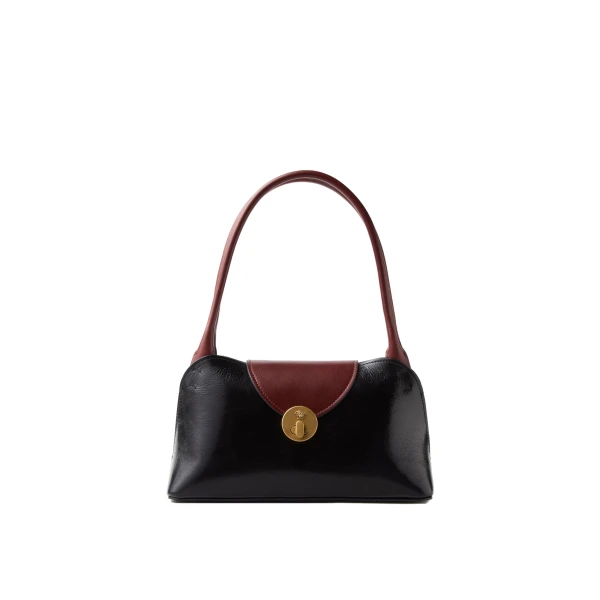 Vivian Small Leather East/West Shoulder Bag in Black and Brown