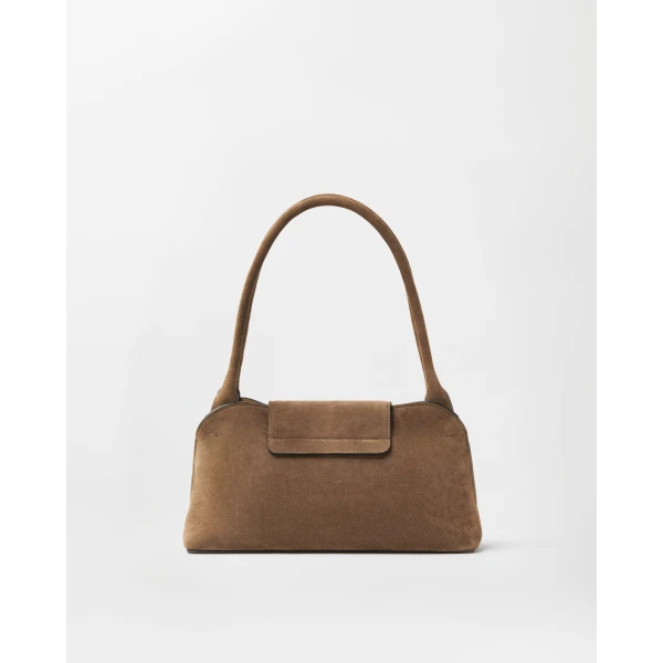 Versace Vivian Small Suede East/West Shoulder Bag in Brown, view 6 | Shoulder & Crossbody Bags