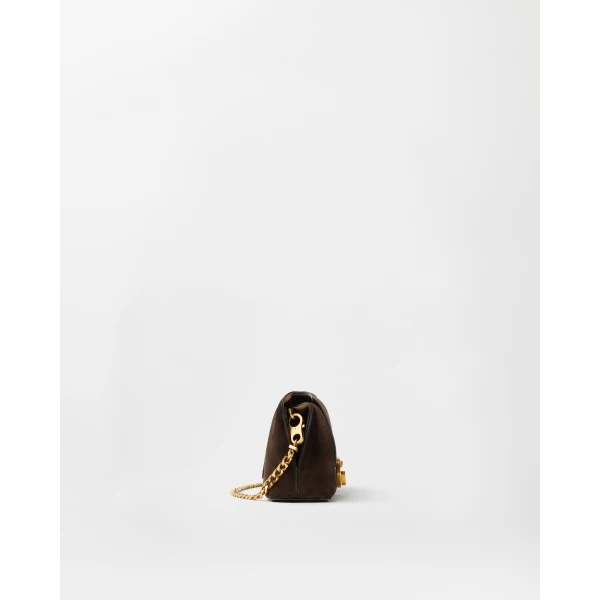 Versace Vivian Suede Clutch in Brown, view 3 | Clutch Bags