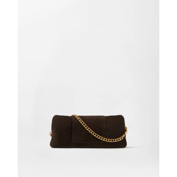 Versace Vivian Suede Clutch in Brown, view 6 | Clutch Bags