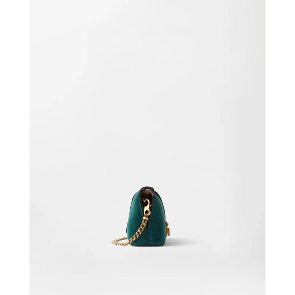 Versace Vivian Suede Clutch in Green, view 3 | Clutch Bags