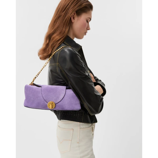 Versace Vivian Suede Clutch in Lilac, view 2 | Clutch Bags