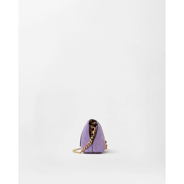 Versace Vivian Suede Clutch in Lilac, view 3 | Clutch Bags