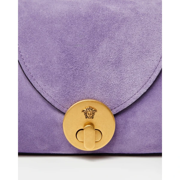 Versace Vivian Suede Clutch in Lilac, view 4 | Clutch Bags