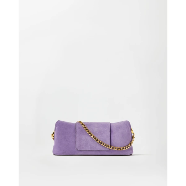 Versace Vivian Suede Clutch in Lilac, view 6 | Clutch Bags