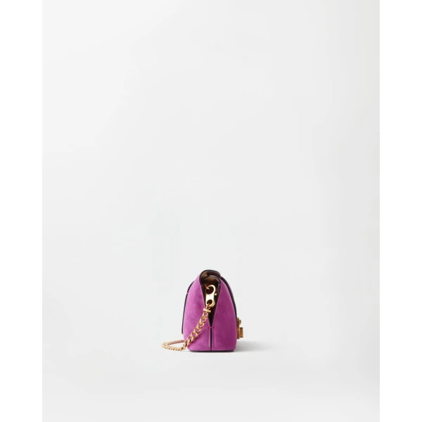 Versace Vivian Suede Clutch in Purple, view 3 | Clutch Bags