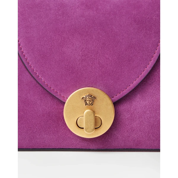 Versace Vivian Suede Clutch in Purple, view 4 | Clutch Bags