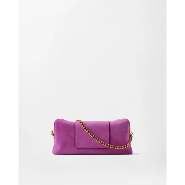 Versace Vivian Suede Clutch in Purple, view 6 | Clutch Bags