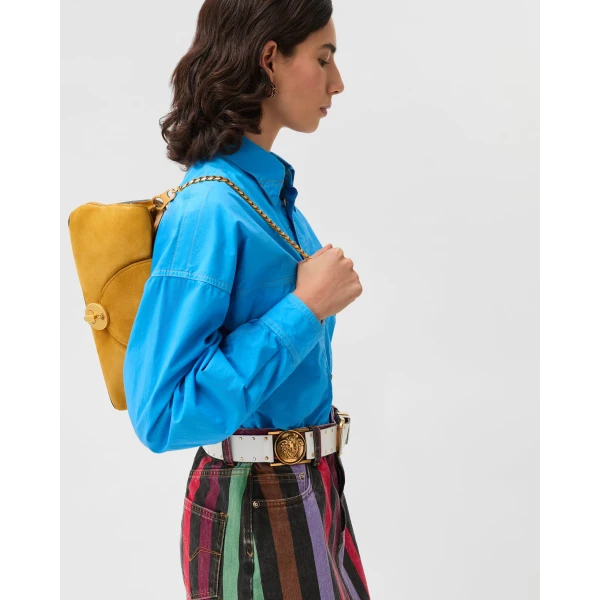 Versace Vivian Suede Clutch in Yellow, view 2 | Clutch Bags