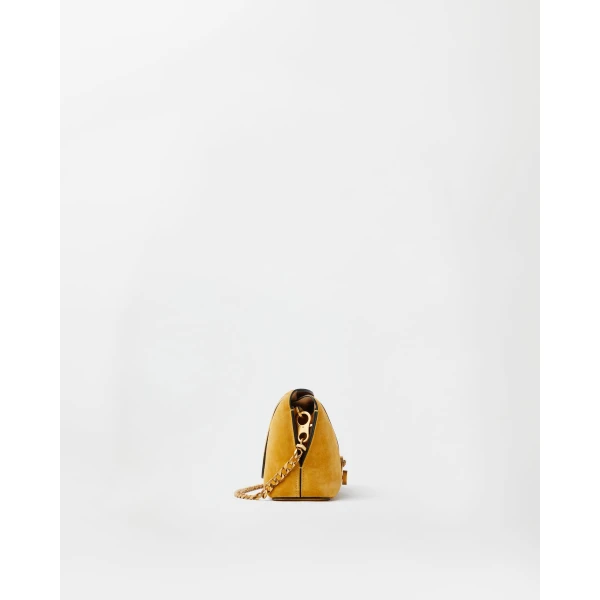 Versace Vivian Suede Clutch in Yellow, view 3 | Clutch Bags