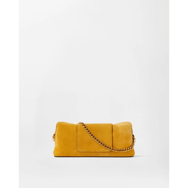 Versace Vivian Suede Clutch in Yellow, view 6 | Clutch Bags