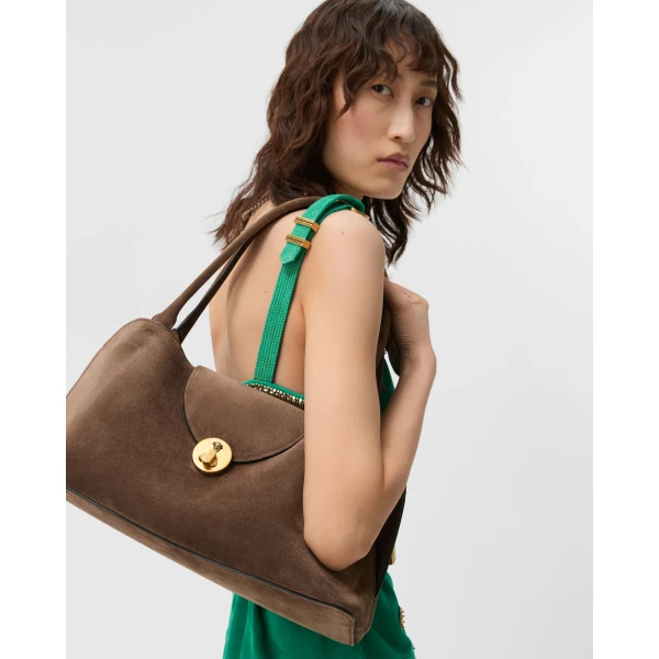 Versace Vivian Suede East/West Shoulder Bag in Brown, view 2 | Shoulder & Crossbody Bags