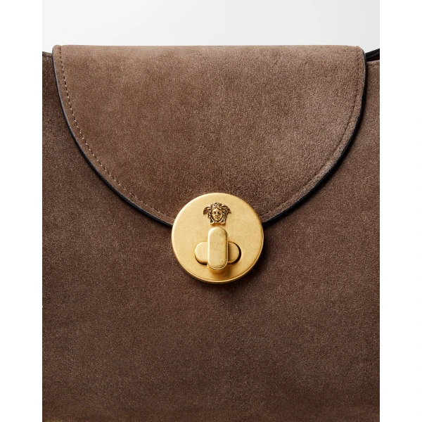 Versace Vivian Suede East/West Shoulder Bag in Brown, view 4 | Shoulder & Crossbody Bags