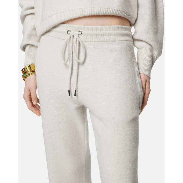 Versace Wool-Blend Flared Towel Pants in Grey, view 4 | Wide leg pants
