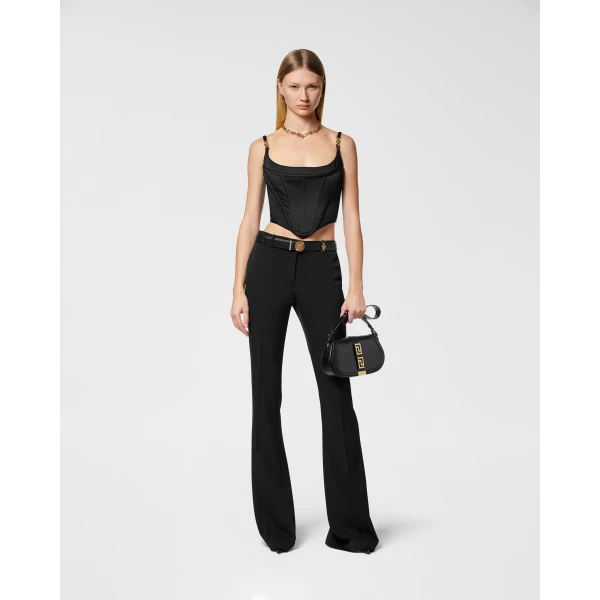 Versace Wool-Blend Formal Pants in Black, view 2 | Tailored pants