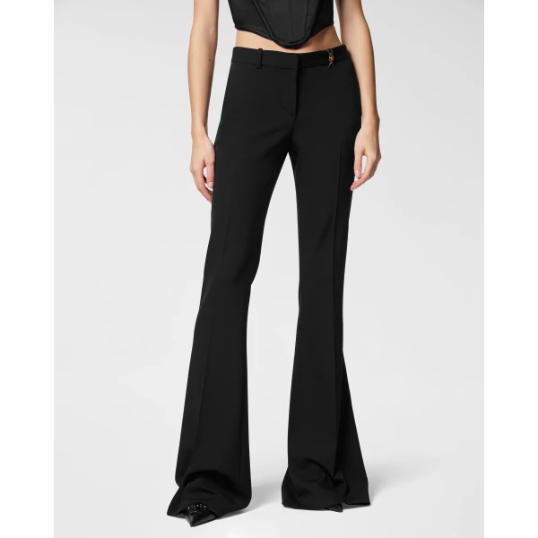 Versace Wool-Blend Formal Pants in Black, view 4 | Tailored pants