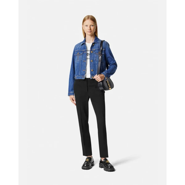 Versace Wool-Blend Tapered Pants in Black, view 2 | Tailored pants