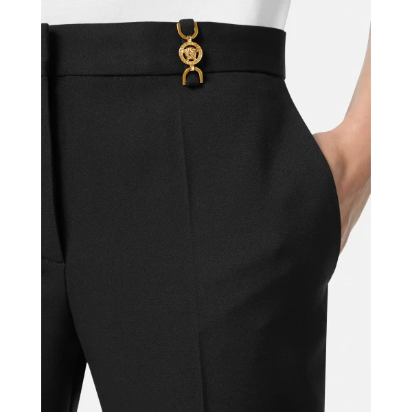 Versace Wool-Blend Tapered Pants in Black, view 3 | Tailored pants