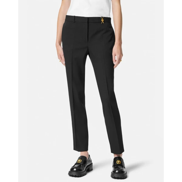 Versace Wool-Blend Tapered Pants in Black, view 4 | Tailored pants