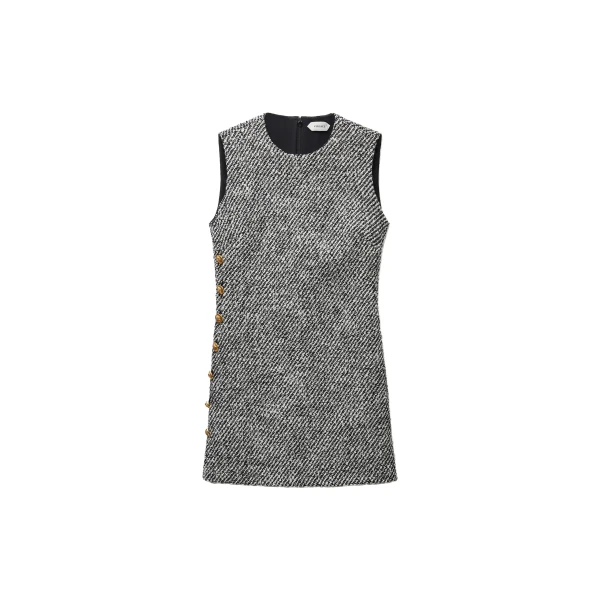 Versace Wool Bouclé Mini Dress in Grey | Mini Dresses | Coveti