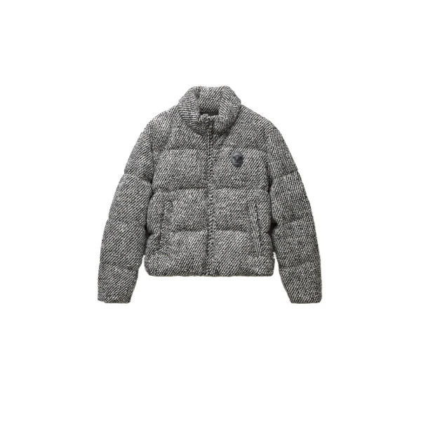 Wool Bouclé Padded Jacket in Grey
