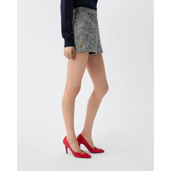 Versace Wool Bouclé Shorts in Grey, view 4 | Shorts